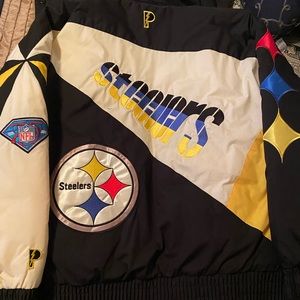 Vintage 90s NFL Pittsburgh Steelers Pro Player Puffer Coat Sz Large Football